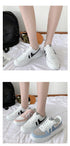 Fashion Flats Womans Sneakers Casual Breathable Vulcanized Shoes Lace Up Woman Comfort Walking White Round Head Platform Casual Sports Cute Fashion Walking School Sneakers