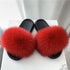 Fashion Fox Fur Slippers Women Home Fluffy Comfort Summer Flats Sweet Shoes Indoor Flip Flops Fur Slides Elegant Sandals Lightweight House Slippers Fuzzy Band Slip On Open Toe Slippers