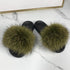 Fashion Fox Fur Slippers Women Home Fluffy Comfort Summer Flats Sweet Shoes Indoor Flip Flops Fur Slides Elegant Sandals Lightweight House Slippers Fuzzy Band Slip On Open Toe Slippers