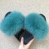 Fashion Fox Fur Slippers Women Home Fluffy Comfort Summer Flats Sweet Shoes Indoor Flip Flops Fur Slides Elegant Sandals Lightweight House Slippers Fuzzy Band Slip On Open Toe Slippers