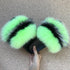 Fashion Fox Fur Slippers Women Home Fluffy Comfort Summer Flats Sweet Shoes Indoor Flip Flops Fur Slides Elegant Sandals Lightweight House Slippers Fuzzy Band Slip On Open Toe Slippers