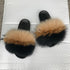 Fashion Fox Fur Slippers Women Home Fluffy Comfort Summer Flats Sweet Shoes Indoor Flip Flops Fur Slides Elegant Sandals Lightweight House Slippers Fuzzy Band Slip On Open Toe Slippers