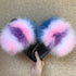 Fashion Fox Fur Slippers Women Home Fluffy Comfort Summer Flats Sweet Shoes Indoor Flip Flops Fur Slides Elegant Sandals Lightweight House Slippers Fuzzy Band Slip On Open Toe Slippers