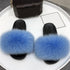 Fashion Fox Fur Slippers Women Home Fluffy Comfort Summer Flats Sweet Shoes Indoor Flip Flops Fur Slides Elegant Sandals Lightweight House Slippers Fuzzy Band Slip On Open Toe Slippers