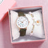 Fashion Girls Quartz Watches Bracelet Set Luminous Dial Watch Women Casual Leather Female Wrist Watch Leather Band Thin Minimalist Casual Simple Dress Quartz Analog Watch