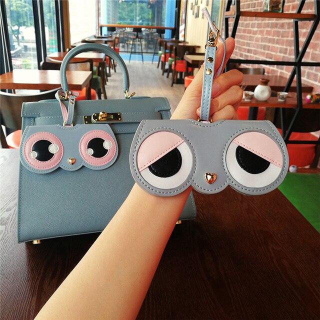 Fashion Glasses Case Cartoon Fashion Women Leather Sun Box Eyeglass Sunglasses Cute Protection Eyewear Bag Leather Sunglasses Case Holder Eyeglasses Portable Glasses Pouch With Hook Strap For Handbag Purse Women Girls