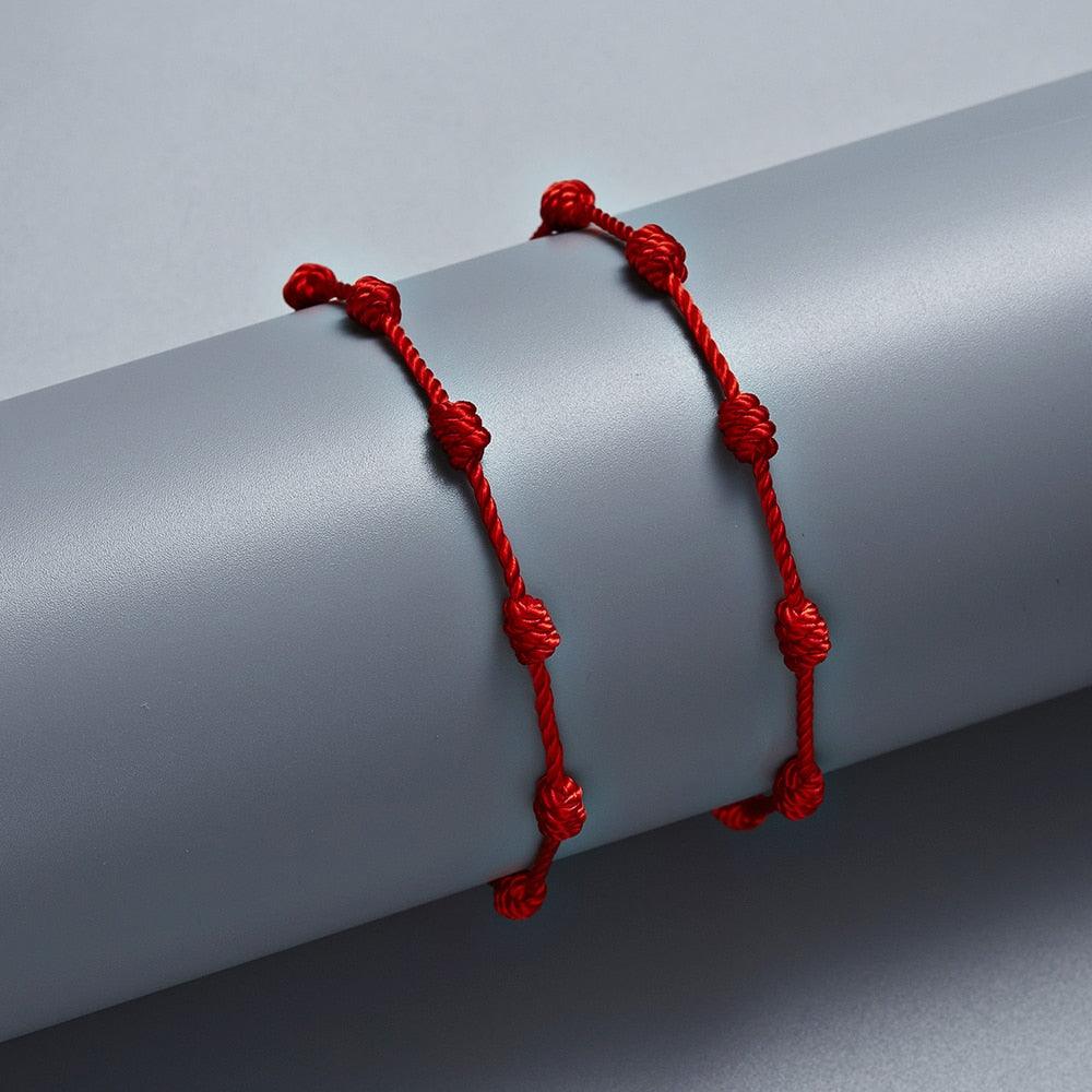 Fashion Handmade 7 Knots Red String Bracelet For Protection Lucky Amulet Friendship Braid Rope Wristband Good Luck Protection Bracelet Amulet For Protection Gift For Women Men Boys