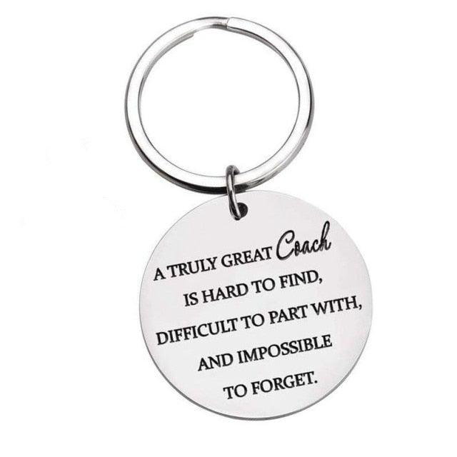 Fashion Keychain Sports Thank You Gifts for Men Woman Boys Girls Football Basketball Baseball Swimming Soccer Coaches Key Ring "A Great Coach is Hard to Find and Impossible to Forget" Keychains Sport Gifts Gifts for Coach Appreciation Keychain