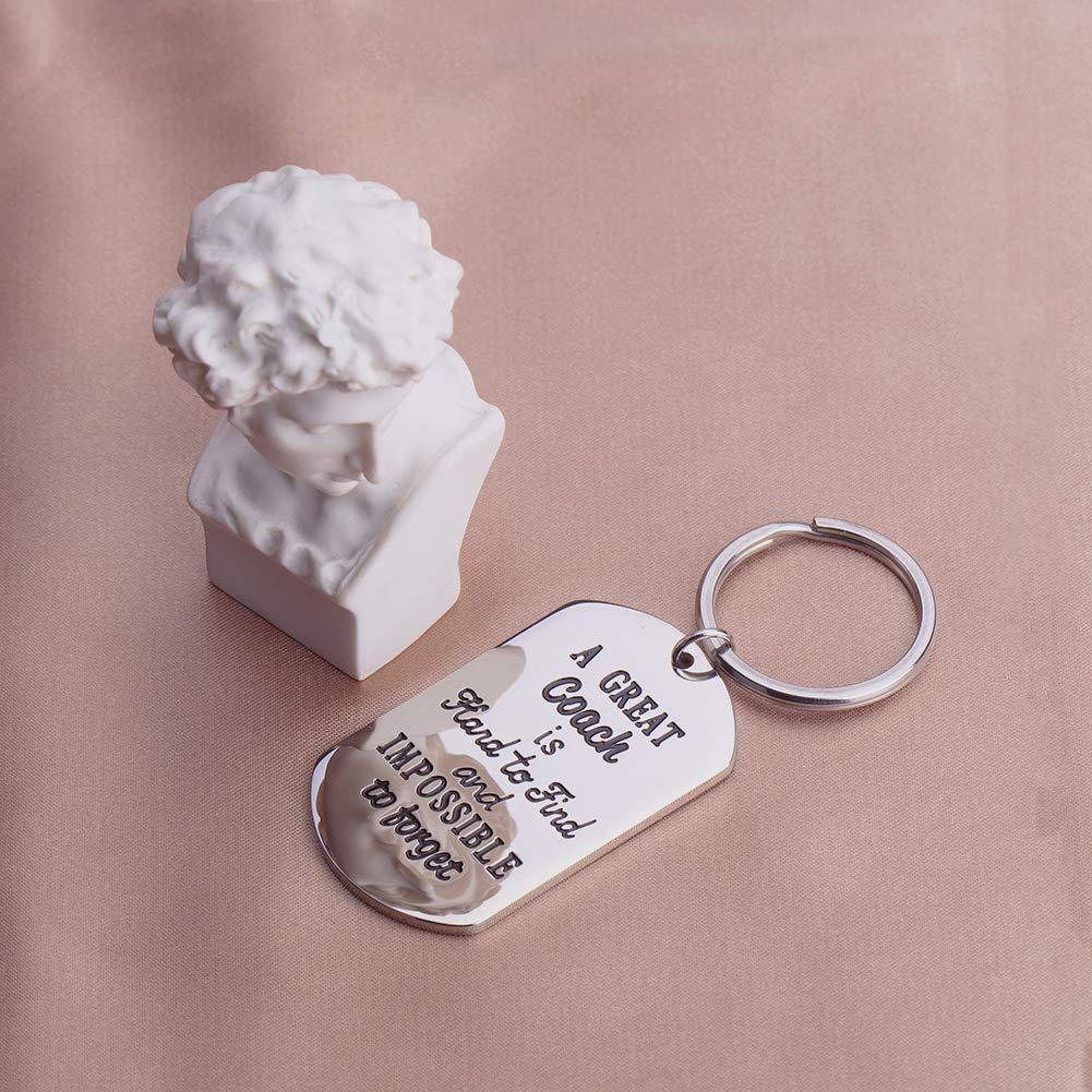 Fashion Keychain Sports Thank You Gifts for Men Woman Boys Girls Football Basketball Baseball Swimming Soccer Coaches Key Ring "A Great Coach is Hard to Find and Impossible to Forget" Keychains Sport Gifts Gifts for Coach Appreciation Keychain