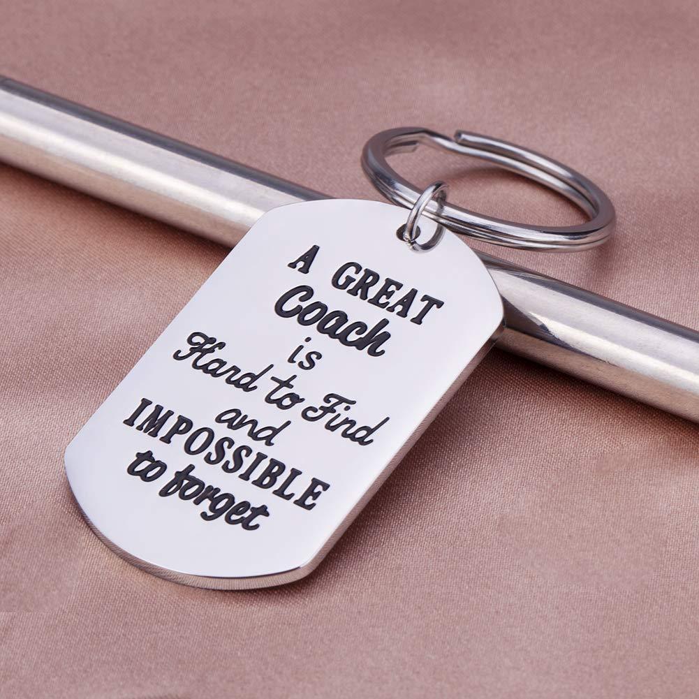 Fashion Keychain Sports Thank You Gifts for Men Woman Boys Girls Football Basketball Baseball Swimming Soccer Coaches Key Ring "A Great Coach is Hard to Find and Impossible to Forget" Keychains Sport Gifts Gifts for Coach Appreciation Keychain