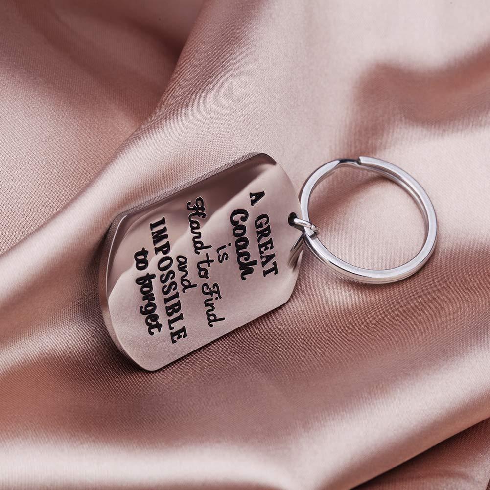 Fashion Keychain Sports Thank You Gifts for Men Woman Boys Girls Football Basketball Baseball Swimming Soccer Coaches Key Ring "A Great Coach is Hard to Find and Impossible to Forget" Keychains Sport Gifts Gifts for Coach Appreciation Keychain