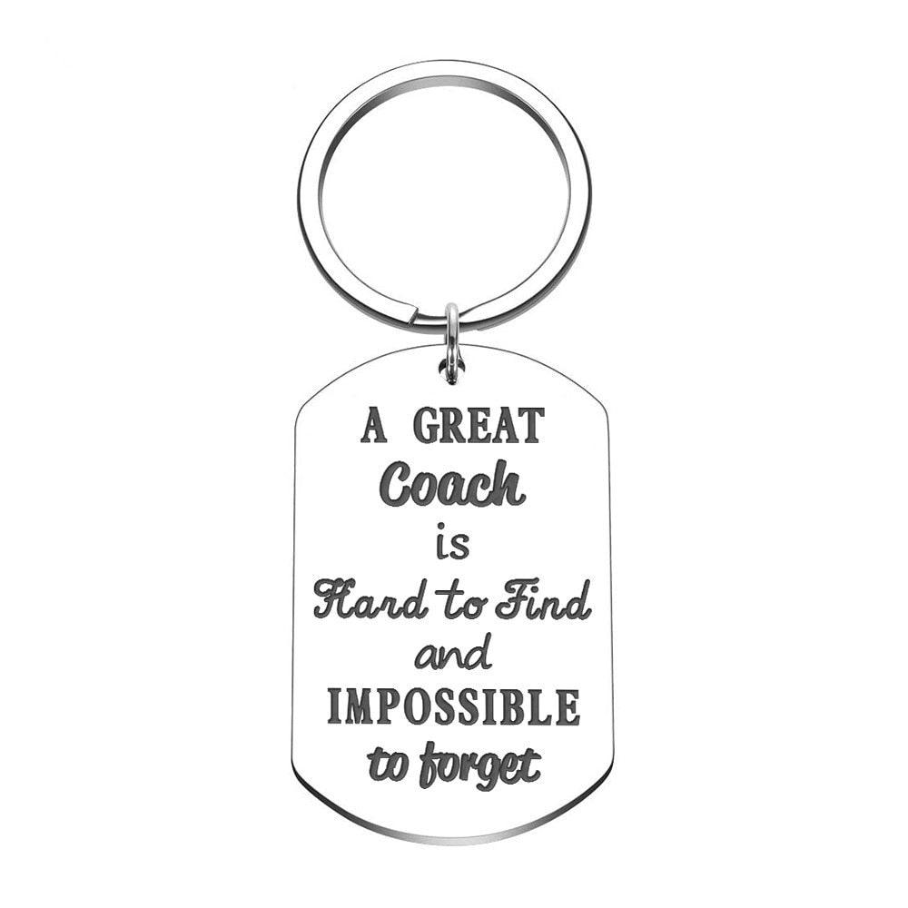 Fashion Keychain Sports Thank You Gifts for Men Woman Boys Girls Football Basketball Baseball Swimming Soccer Coaches Key Ring "A Great Coach is Hard to Find and Impossible to Forget" Keychains Sport Gifts Gifts for Coach Appreciation Keychain