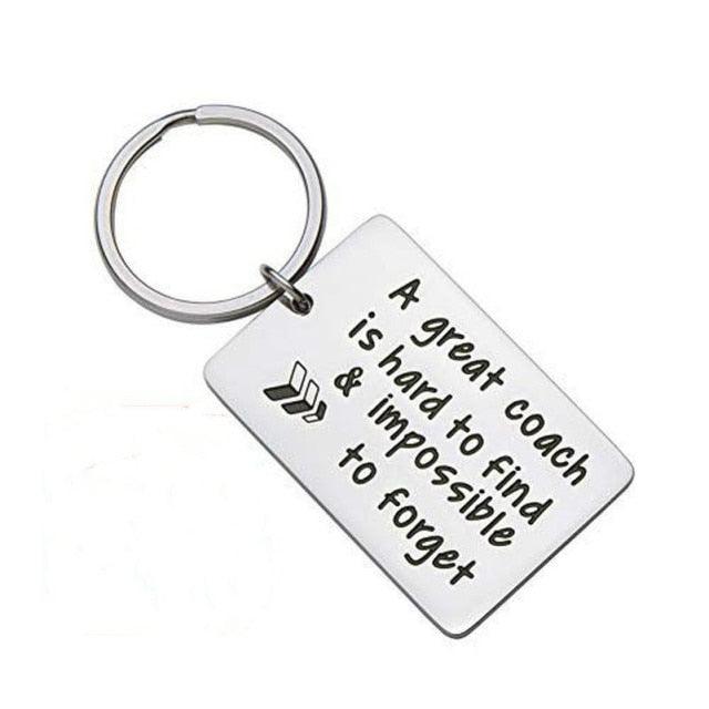 Fashion Keychain Sports Thank You Gifts for Men Woman Boys Girls Football Basketball Baseball Swimming Soccer Coaches Key Ring "A Great Coach is Hard to Find and Impossible to Forget" Keychains Sport Gifts Gifts for Coach Appreciation Keychain