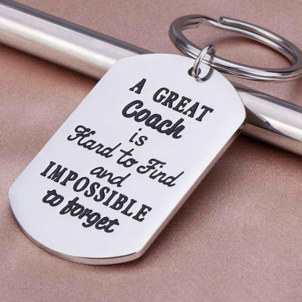 Fashion Keychain Sports Thank You Gifts for Men Woman Boys Girls Football Basketball Baseball Swimming Soccer Coaches Key Ring "A Great Coach is Hard to Find and Impossible to Forget" Keychains Sport Gifts Gifts for Coach Appreciation Keychain