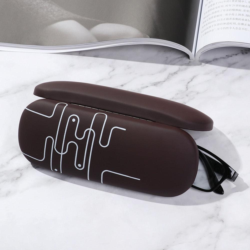 Fashion Leather Eye Glasses Hard Shell Protector Case Women Men Sunglasses Cover Reading Eyewear Case Spectacles Container Clamshell Eyeglasses Case Portable Glasses Protection Case