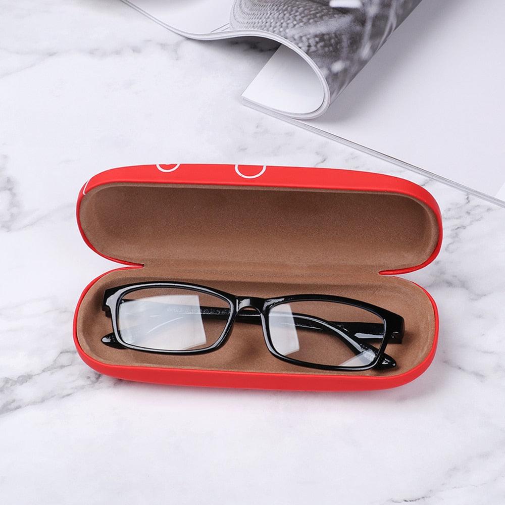 Fashion Leather Eye Glasses Hard Shell Protector Case Women Men Sunglasses Cover Reading Eyewear Case Spectacles Container Clamshell Eyeglasses Case Portable Glasses Protection Case