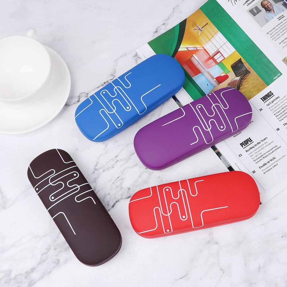 Fashion Leather Eye Glasses Hard Shell Protector Case Women Men Sunglasses Cover Reading Eyewear Case Spectacles Container Clamshell Eyeglasses Case Portable Glasses Protection Case