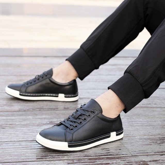 Fashion Leather Mens Shoes Soft High Quality Mens Casual Shoes Flat Footwear Classic Black White Men Fashion Walking Shoes Comfortable Modern Design - STEVVEX Shoes - 107, Beach Shoes, Casual Walking Sneakers, Elegant Mens Shoes, Flat Mens Shoes, High Quality Mens Casual Shoes, High Quality Sneakers, Leather Mens Shoes, Leather Shoes, Men Casual Shoes, Men Shoes, Men Sneakers, Mens Beach Sneakers, Modern Men Sneakers, Shoes, Sneakers, Soft Shoes, Sport Mens Shoes, Strong Mens Shoes - Stevvex.com