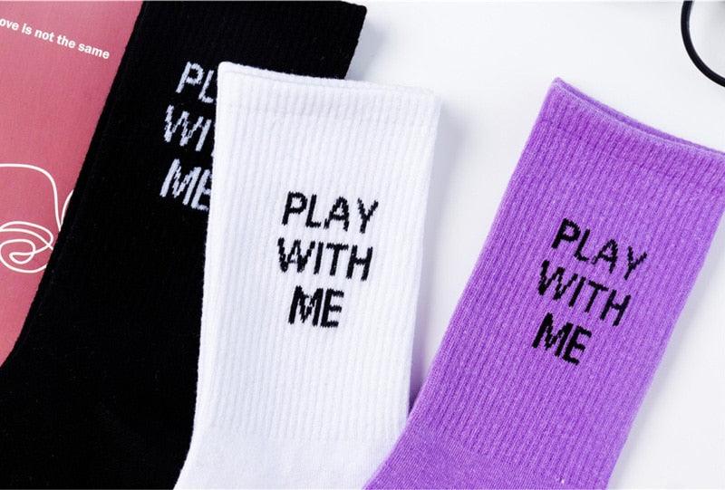 Fashion Letter Socks Unisex Hip-hop Street Sports Crew Black White Hipster Popular Skateboard Cotton Socks Running Cycling Cute Socks Unisex Socks For Men And Women