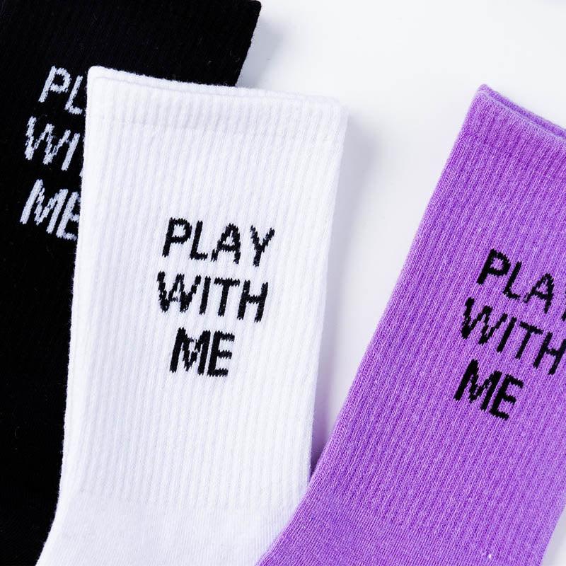 Fashion Letter Socks Unisex Hip-hop Street Sports Crew Black White Hipster Popular Skateboard Cotton Socks Running Cycling Cute Socks Unisex Socks For Men And Women