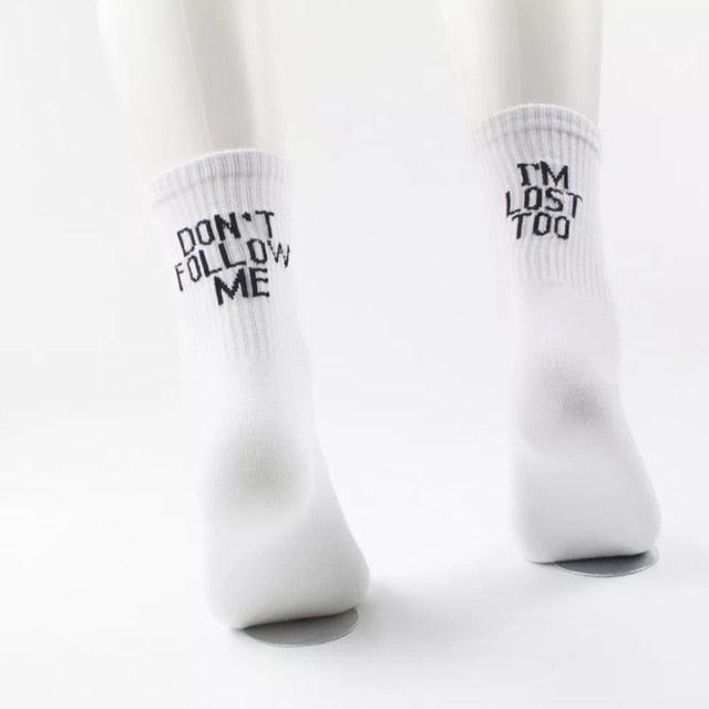 Fashion Letter Socks Unisex Hip-hop Street Sports Crew Black White Hipster Popular Skateboard Cotton Socks Running Cycling Cute Socks Unisex Socks For Men And Women