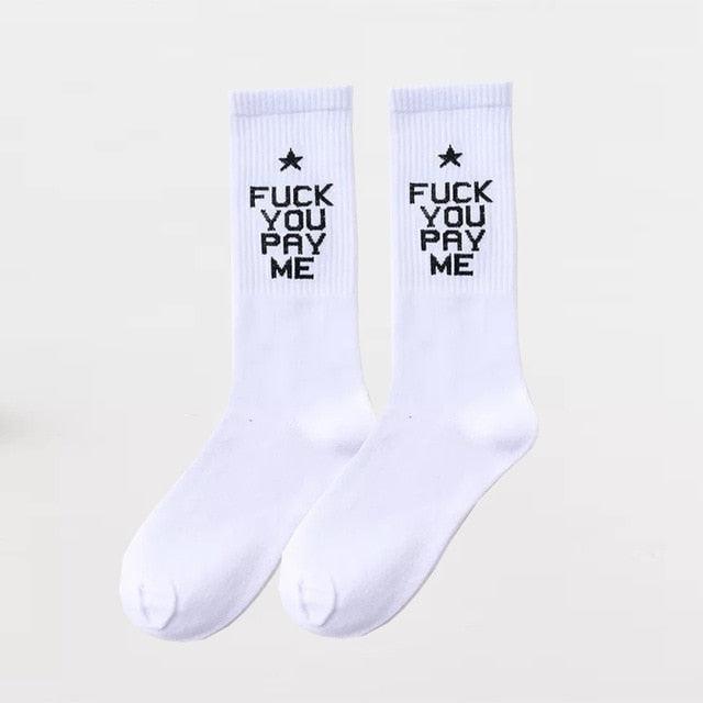 Fashion Letter Socks Unisex Hip-hop Street Sports Crew Black White Hipster Popular Skateboard Cotton Socks Running Cycling Cute Socks Unisex Socks For Men And Women