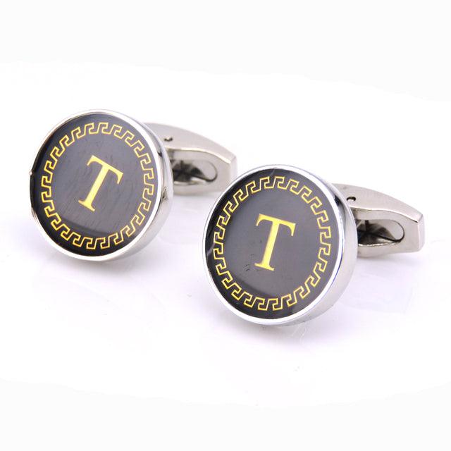 Fashion Letters Cufflinks Alphabet Cuff Links Men Shirt Charm Cufflinks Tuxedo Cufflinks Business Wedding Father's Day Gift Elegant A-Z Cuff Links