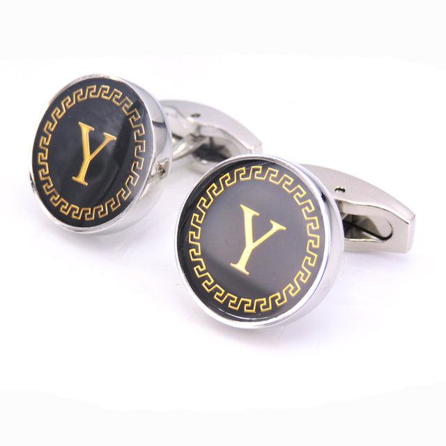 Fashion Letters Cufflinks Alphabet Cuff Links Men Shirt Charm Cufflinks Tuxedo Cufflinks Business Wedding Father's Day Gift Elegant A-Z Cuff Links