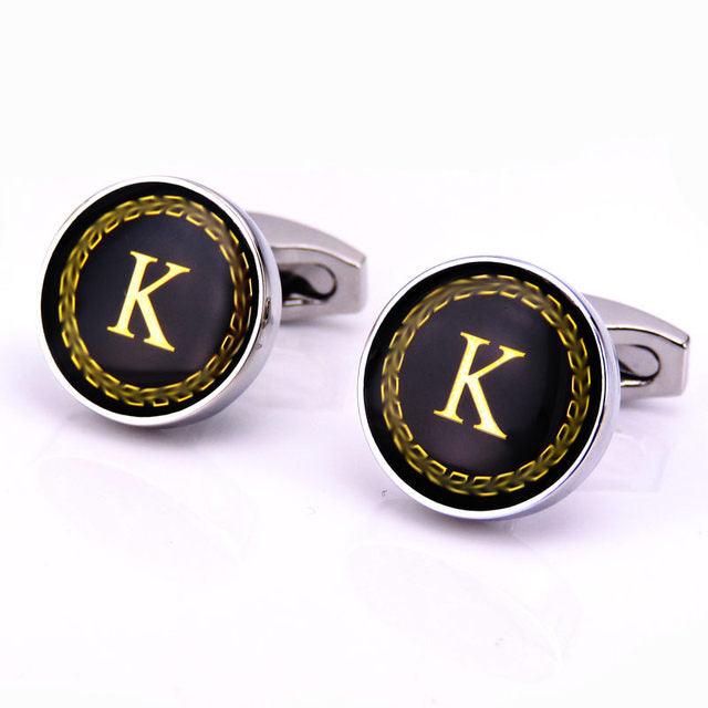 Fashion Letters Cufflinks Alphabet Cuff Links Men Shirt Charm Cufflinks Tuxedo Cufflinks Business Wedding Father's Day Gift Elegant A-Z Cuff Links