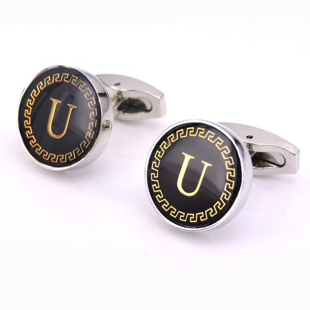 Fashion Letters Cufflinks Alphabet Cuff Links Men Shirt Charm Cufflinks Tuxedo Cufflinks Business Wedding Father's Day Gift Elegant A-Z Cuff Links