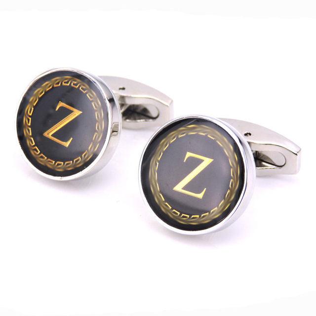 Fashion Letters Cufflinks Alphabet Cuff Links Men Shirt Charm Cufflinks Tuxedo Cufflinks Business Wedding Father's Day Gift Elegant A-Z Cuff Links