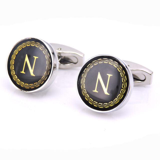 Fashion Letters Cufflinks Alphabet Cuff Links Men Shirt Charm Cufflinks Tuxedo Cufflinks Business Wedding Father's Day Gift Elegant A-Z Cuff Links