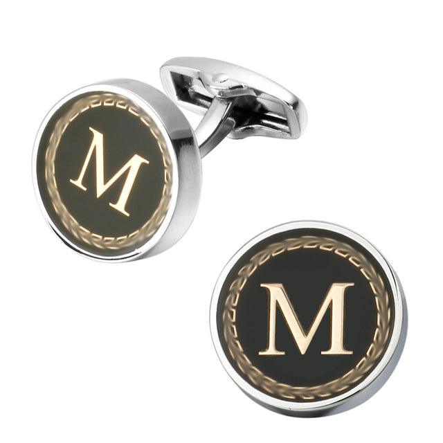 Fashion Letters Cufflinks Alphabet Cuff Links Men Shirt Charm Cufflinks Tuxedo Cufflinks Business Wedding Father's Day Gift Elegant A-Z Cuff Links