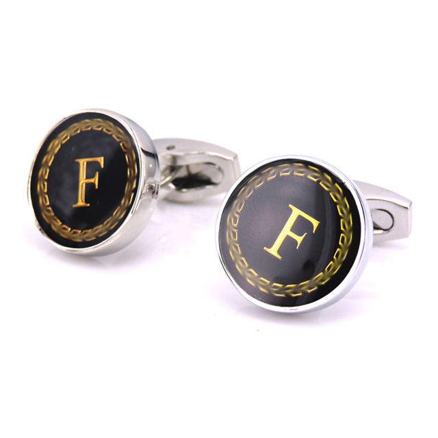 Fashion Letters Cufflinks Alphabet Cuff Links Men Shirt Charm Cufflinks Tuxedo Cufflinks Business Wedding Father's Day Gift Elegant A-Z Cuff Links