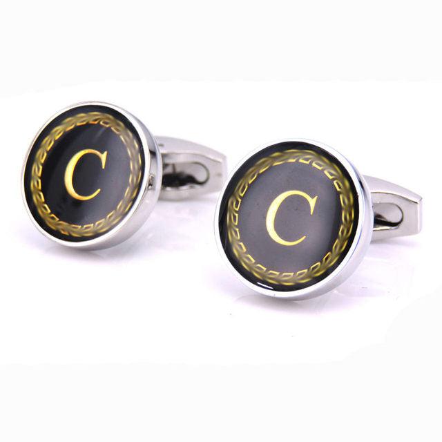 Fashion Letters Cufflinks Alphabet Cuff Links Men Shirt Charm Cufflinks Tuxedo Cufflinks Business Wedding Father's Day Gift Elegant A-Z Cuff Links