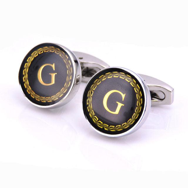 Fashion Letters Cufflinks Alphabet Cuff Links Men Shirt Charm Cufflinks Tuxedo Cufflinks Business Wedding Father's Day Gift Elegant A-Z Cuff Links