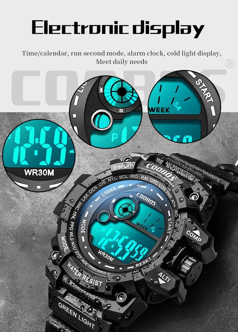 Fashion Luminous Children Watches For Boys Waterproof Electronic Silicone Strap Watch Fashion Sport Led Digital Wrist Watch Kids Sports Watch Waterproof Boys Multi-Function Digital Wristwatch