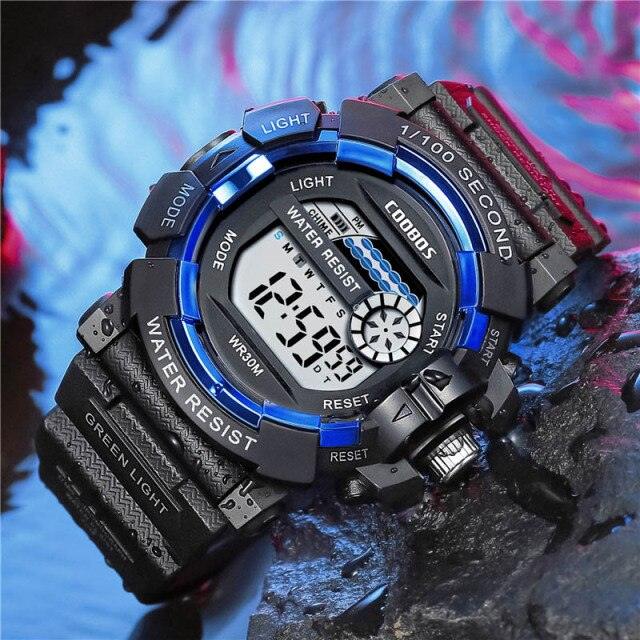 Fashion Luminous Children Watches For Boys Waterproof Electronic Silicone Strap Watch Fashion Sport Led Digital Wrist Watch Kids Sports Watch Waterproof Boys Multi-Function Digital Wristwatch