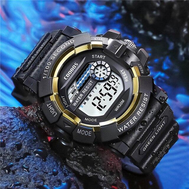 Fashion Luminous Children Watches For Boys Waterproof Electronic Silicone Strap Watch Fashion Sport Led Digital Wrist Watch Kids Sports Watch Waterproof Boys Multi-Function Digital Wristwatch