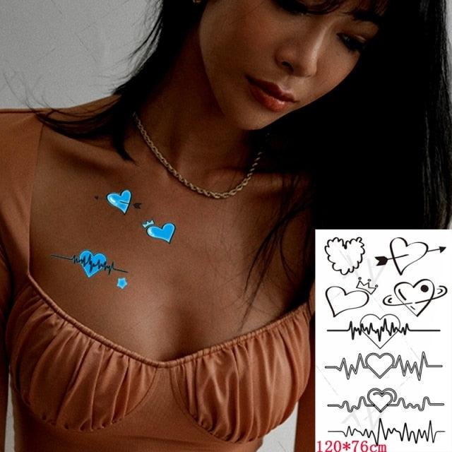 Fashion Luminous Sticker Tattoos Waterproof Temporary Different Luxury Tattoos For Womens Mens Kids - STEVVEX Beauty - 103, Arm Tattoo, Beauty, Black Tattoos, Body Tattoo, Boys Tattoo, Butterfly Tattoo, Children Tattoo, Luminous Tattoo, Make up Tattoo, Men Tattoo, Modern Tatoos, Sketch Tattoo, Small Tattoo, Stylish Tattoo, Tattoo, Waterproof Tattoo, Women Tattoo, Womens Tattoo - Stevvex.com