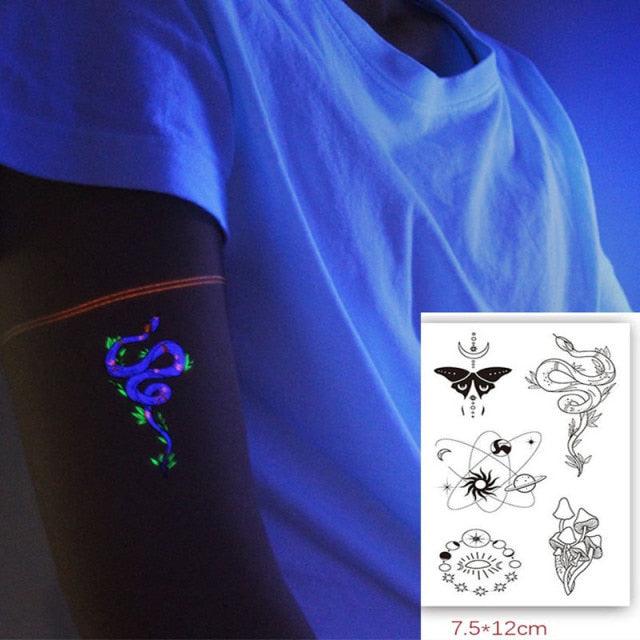 Fashion Luminous Sticker Tattoos Waterproof Temporary Different Luxury Tattoos For Womens Mens Kids - STEVVEX Beauty - 103, Arm Tattoo, Beauty, Black Tattoos, Body Tattoo, Boys Tattoo, Butterfly Tattoo, Children Tattoo, Luminous Tattoo, Make up Tattoo, Men Tattoo, Modern Tatoos, Sketch Tattoo, Small Tattoo, Stylish Tattoo, Tattoo, Waterproof Tattoo, Women Tattoo, Womens Tattoo - Stevvex.com