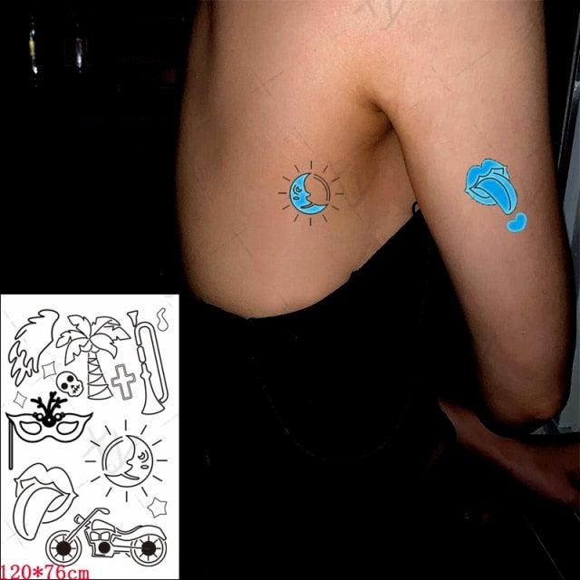 Fashion Luminous Sticker Tattoos Waterproof Temporary Different Luxury Tattoos For Womens Mens Kids - STEVVEX Beauty - 103, Arm Tattoo, Beauty, Black Tattoos, Body Tattoo, Boys Tattoo, Butterfly Tattoo, Children Tattoo, Luminous Tattoo, Make up Tattoo, Men Tattoo, Modern Tatoos, Sketch Tattoo, Small Tattoo, Stylish Tattoo, Tattoo, Waterproof Tattoo, Women Tattoo, Womens Tattoo - Stevvex.com