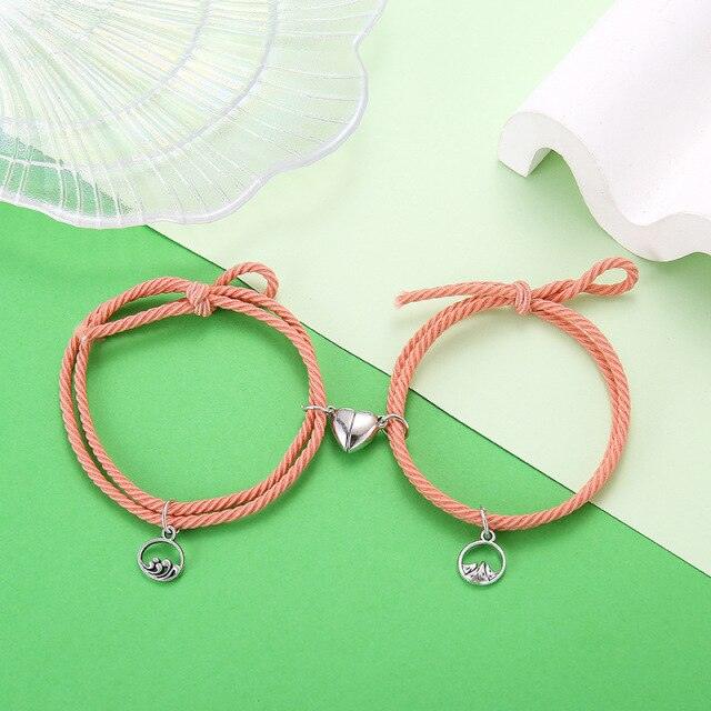 Fashion Magnet Paired Bracelet Distance Couple Bracelet Women Men Braided String Relationship Matching Friendship Rope Bracelet Set Gift For Women Men Simple Matching Magnetic Bracelet