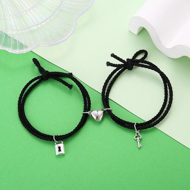 Fashion Magnet Paired Bracelet Distance Couple Bracelet Women Men Braided String Relationship Matching Friendship Rope Bracelet Set Gift For Women Men Simple Matching Magnetic Bracelet