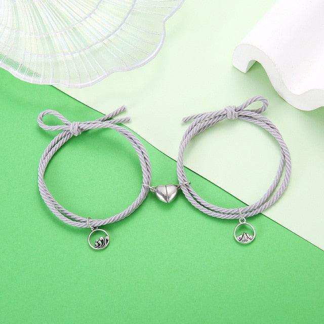 Fashion Magnet Paired Bracelet Distance Couple Bracelet Women Men Braided String Relationship Matching Friendship Rope Bracelet Set Gift For Women Men Simple Matching Magnetic Bracelet