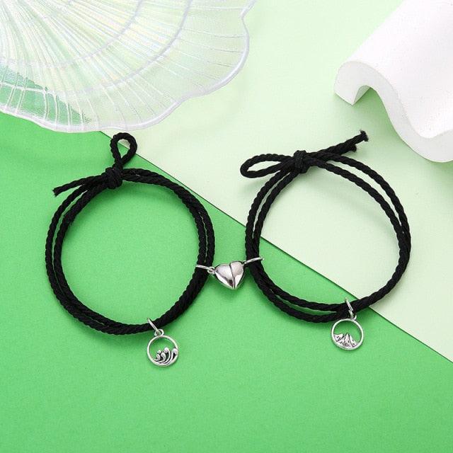 Fashion Magnet Paired Bracelet Distance Couple Bracelet Women Men Braided String Relationship Matching Friendship Rope Bracelet Set Gift For Women Men Simple Matching Magnetic Bracelet