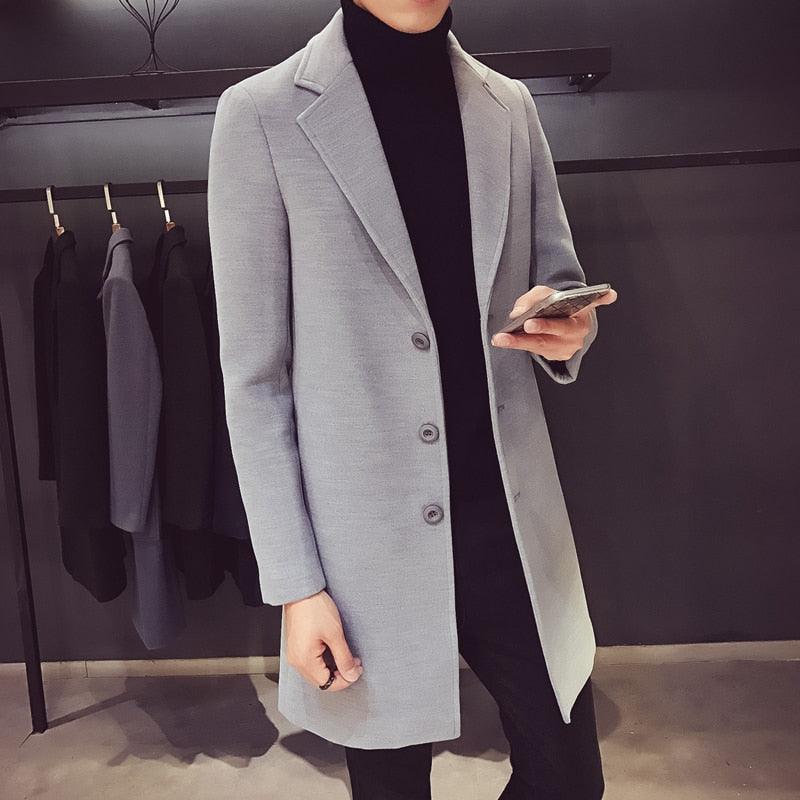 Fashion Men Casual Coat Luxury Business Trench Coat Men's Unique Style Coats Jackets Classic Windproof Simple Overcoat Long Oversized Coat Jacket