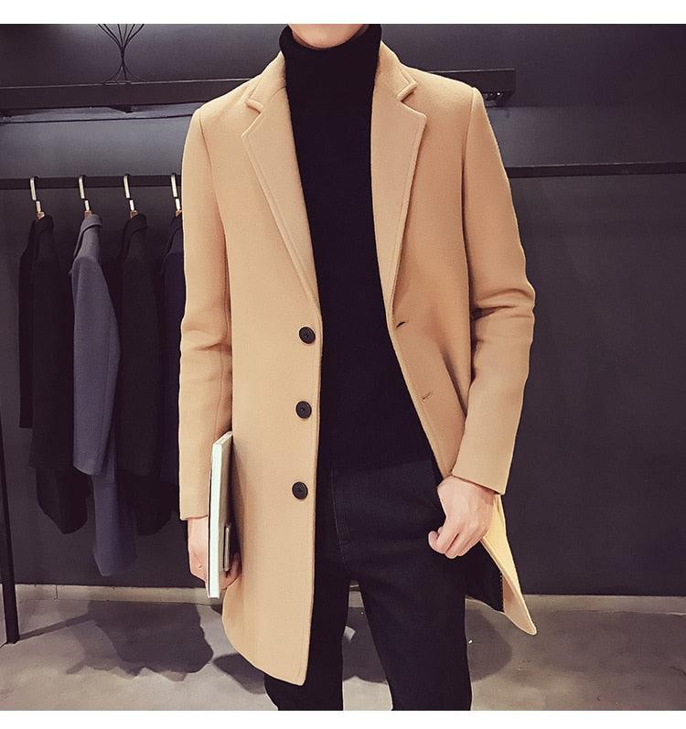 Fashion Men Casual Coat Luxury Business Trench Coat Men's Unique Style Coats Jackets Classic Windproof Simple Overcoat Long Oversized Coat Jacket