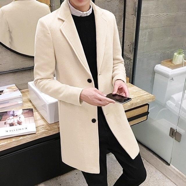 Fashion Men Casual Coat Luxury Business Trench Coat Men's Unique Style Coats Jackets Classic Windproof Simple Overcoat Long Oversized Coat Jacket