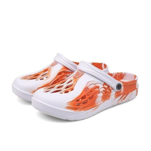 Fashion Men Sandals Summer Hole Rubber Clogs Garden Shoes Beach Flat Slippers Slip On Beach Sandals Lightweight Slippers Water Shoes